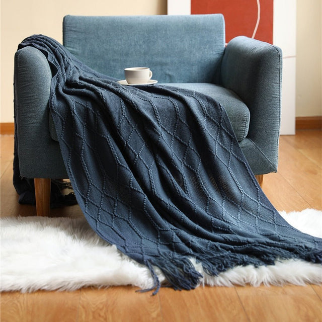 Nordic Solid Sofa Knitted Blanket for Cozy Comfort