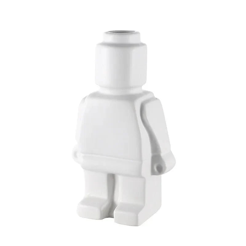 Nordic Style Minimal Ceramic Robot Vase for Modern Decor