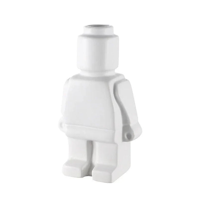 Nordic Style Minimal Ceramic Robot Vase for Modern Decor