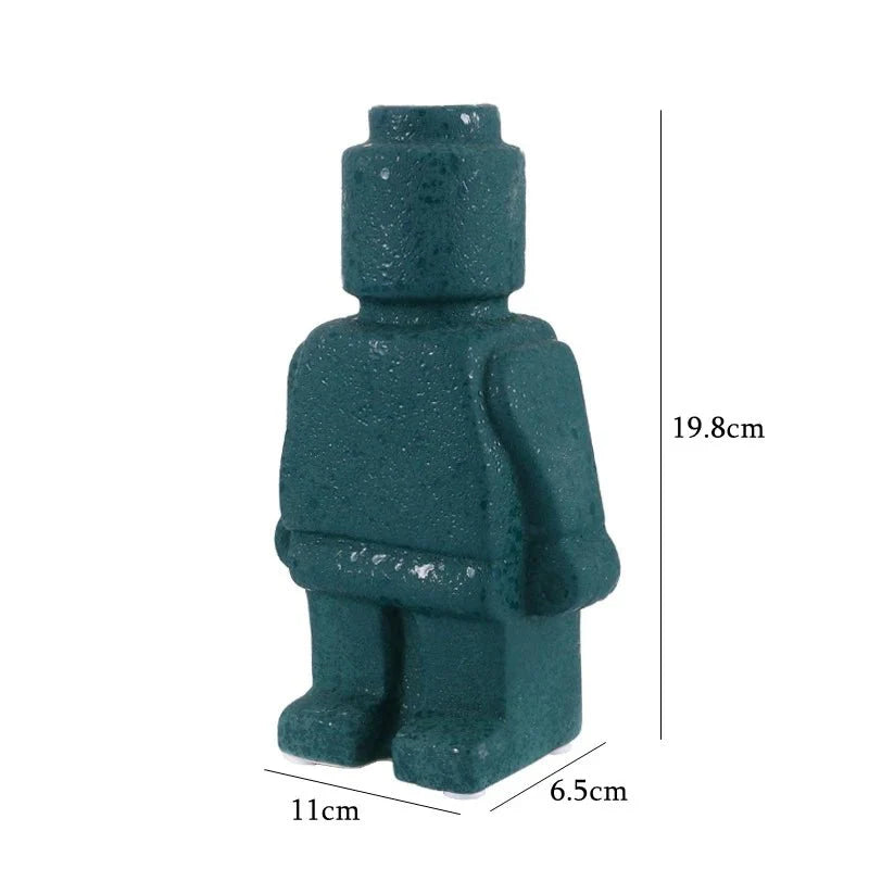Nordic Style Minimal Ceramic Robot Vase for Modern Decor