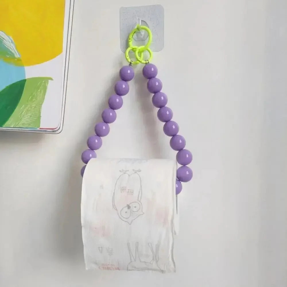 Novelty Beaded Hanging Toilet Roll Holder - Modern Plastic Design