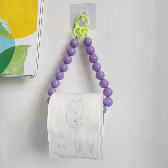 Novelty Beaded Hanging Toilet Roll Holder - Modern Plastic Design