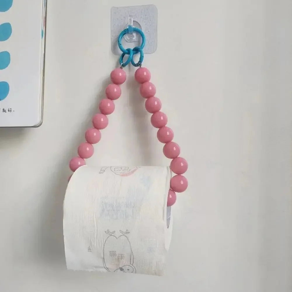 Novelty Beaded Hanging Toilet Roll Holder - Modern Plastic Design