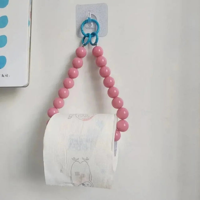 Novelty Beaded Hanging Toilet Roll Holder - Modern Plastic Design
