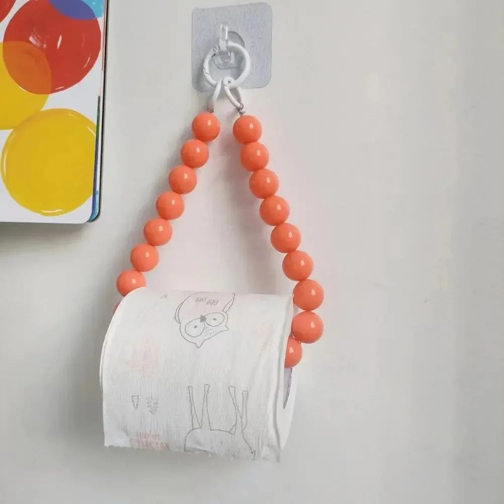 Novelty Beaded Hanging Toilet Roll Holder - Modern Plastic Design