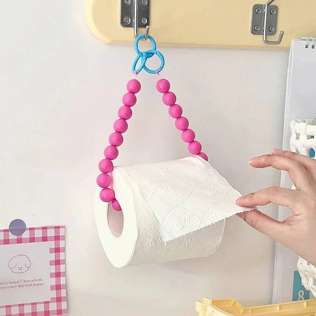 Novelty Beaded Hanging Toilet Roll Holder - Modern Plastic Design