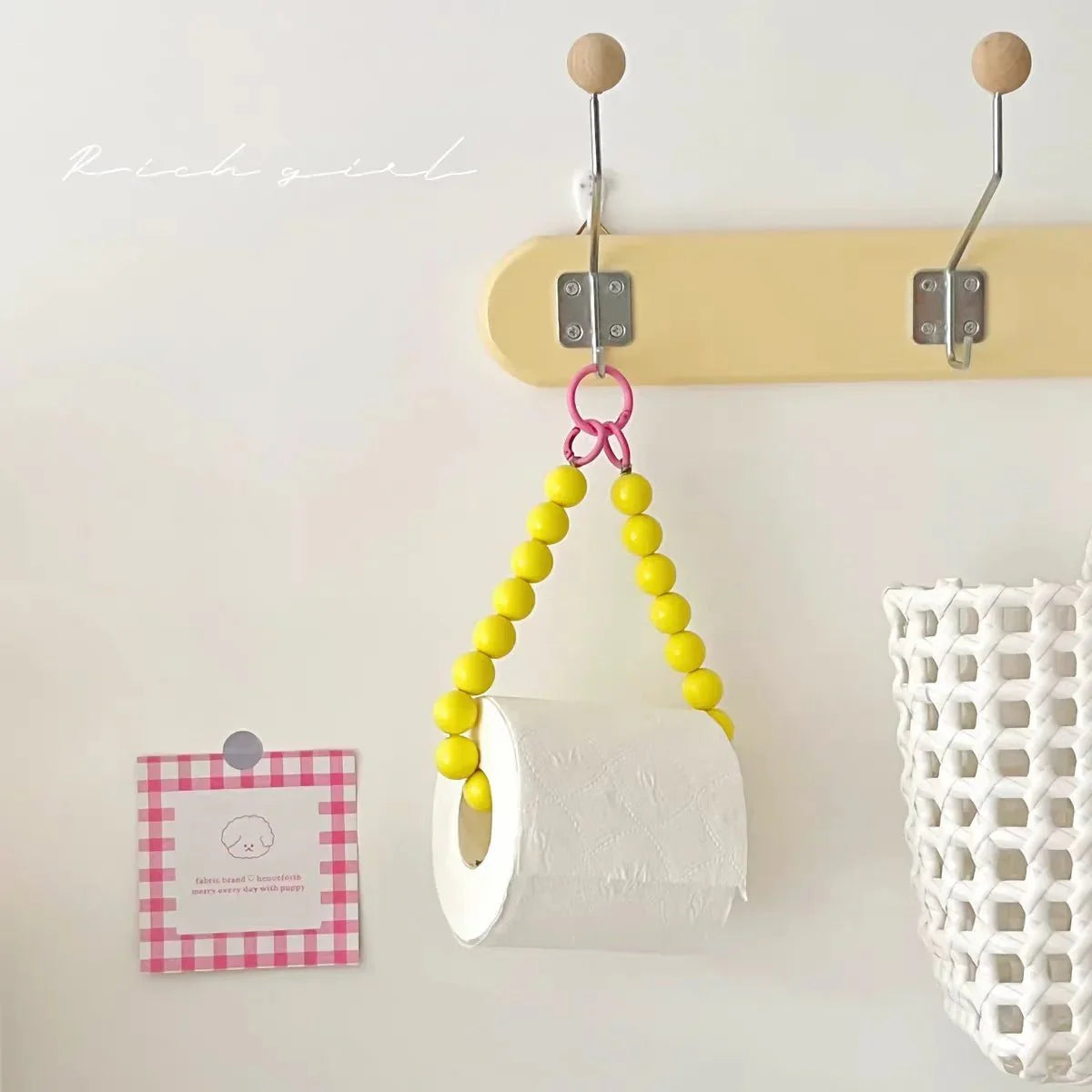 Novelty Beaded Hanging Toilet Roll Holder - Modern Plastic Design