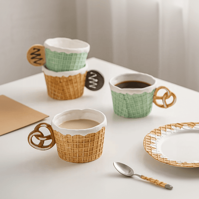 Novelty Cookie Shape Mug & Plate Set - Eco-Friendly Ceramic