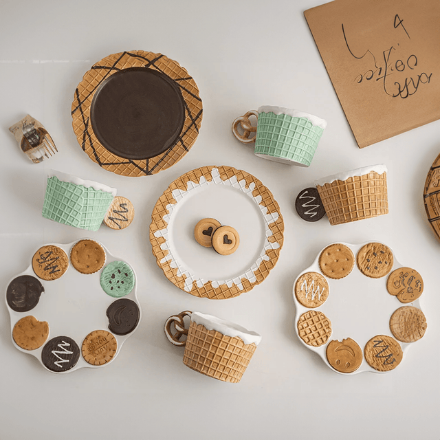 Novelty Cookie Shape Mug & Plate Set - Eco-Friendly Ceramic