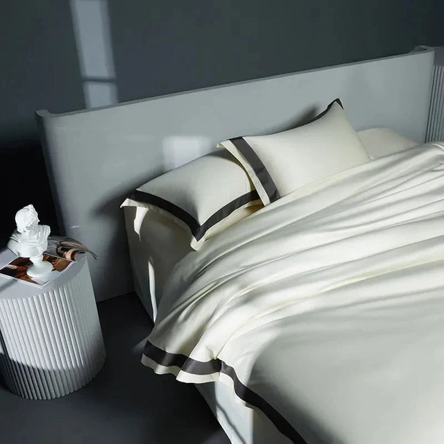 One-Line Duvet Cover Set – 1200 TC Egyptian Cotton with Elegant Border Detail