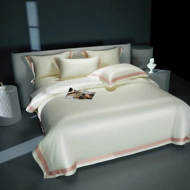 One-Line Duvet Cover Set – 1200 TC Egyptian Cotton with Elegant Border Detail