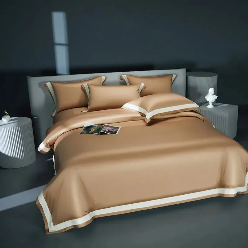 One-Line Duvet Cover Set – 1200 TC Egyptian Cotton with Elegant Border Detail