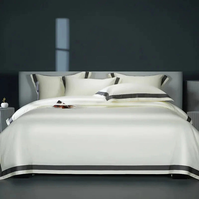 One-Line Duvet Cover Set – 1200 TC Egyptian Cotton with Elegant Border Detail