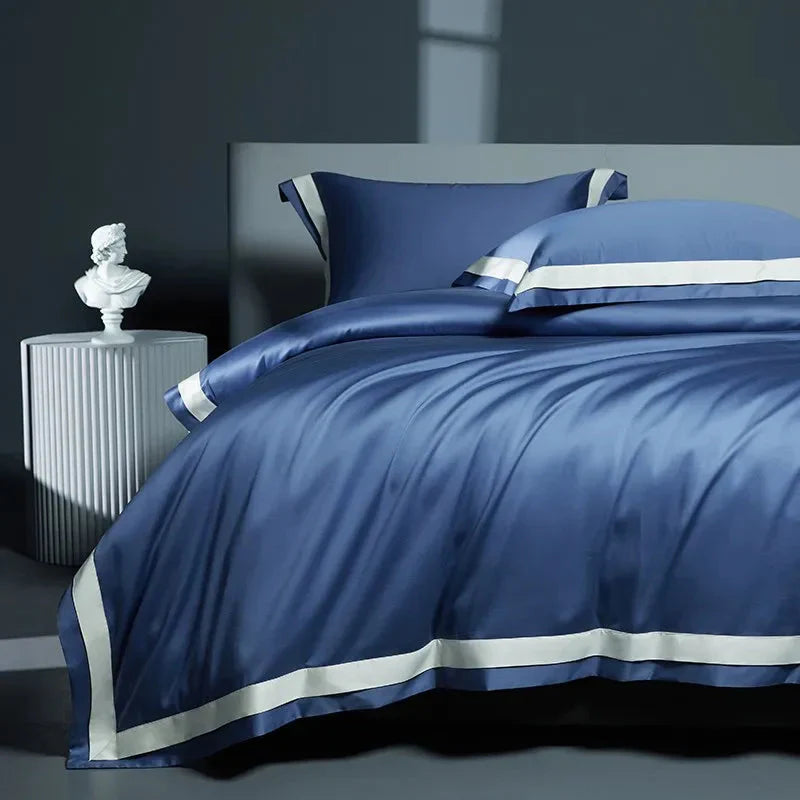 One-Line Duvet Cover Set – 1200 TC Egyptian Cotton with Elegant Border Detail