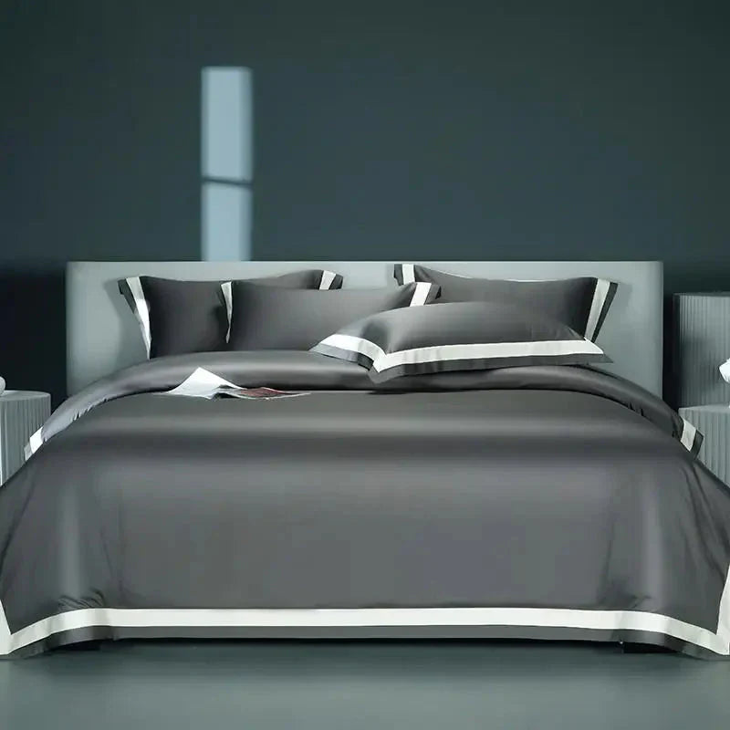 One-Line Duvet Cover Set – 1200 TC Egyptian Cotton with Elegant Border Detail