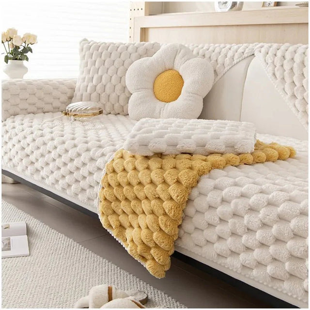 Pastel Colour Thickened Plush Sofa Blanket for Cozy Comfort