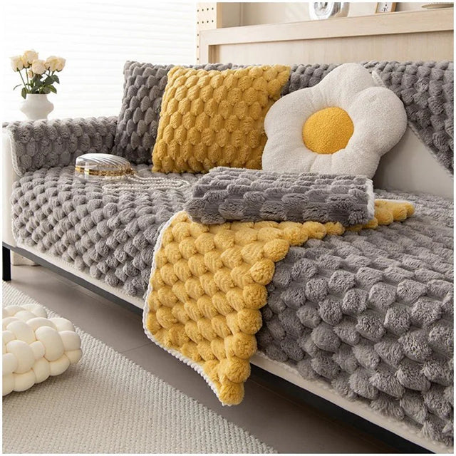 Pastel Colour Thickened Plush Sofa Blanket for Cozy Comfort
