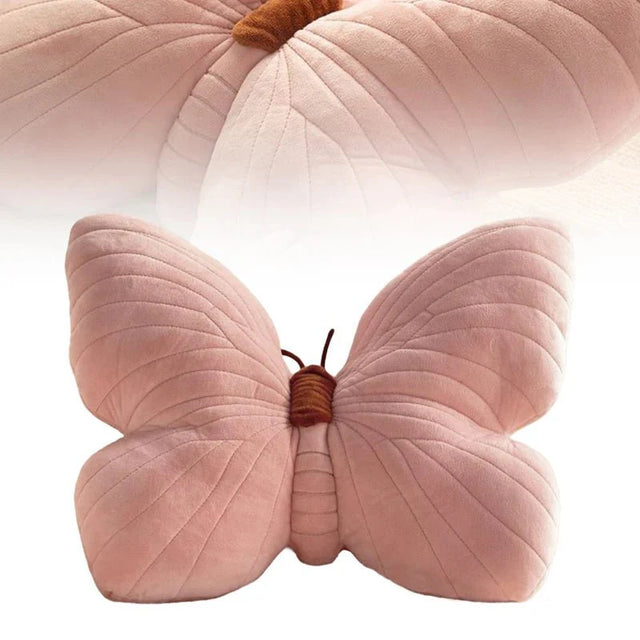 Pink Plush Butterfly Cushion Pad for Sofa and Bedroom