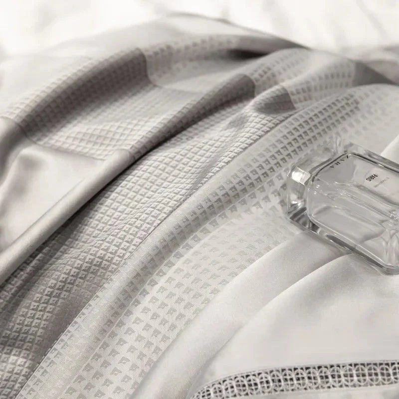 Platinum Triangle Duvet Cover Set – 1000 TC Egyptian Cotton in Sleek Silver Grey