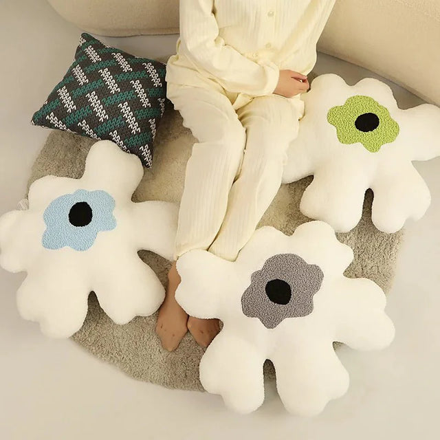 Plush Abstract Flower Shape Cushion in Soft Cotton Material