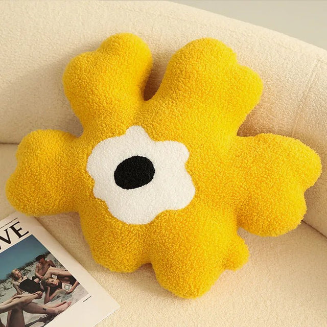Plush Abstract Flower Shape Cushion in Soft Cotton Material