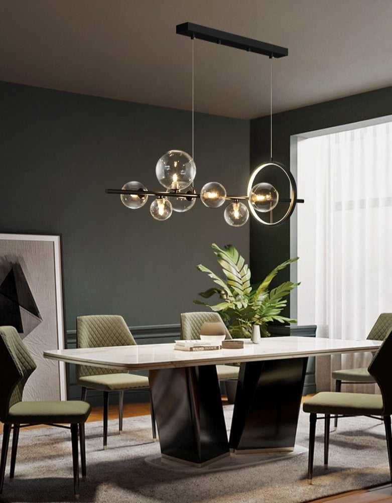 Macrocosm Chandelier – Dimmable Nordic Glass Ball LED Pendant Light | Adjustable Length, Perfect for Dining Rooms & Bars
