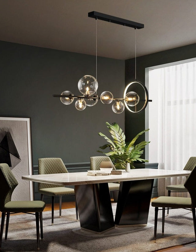 Macrocosm Chandelier – Dimmable Nordic Glass Ball LED Pendant Light | Adjustable Length, Perfect for Dining Rooms & Bars