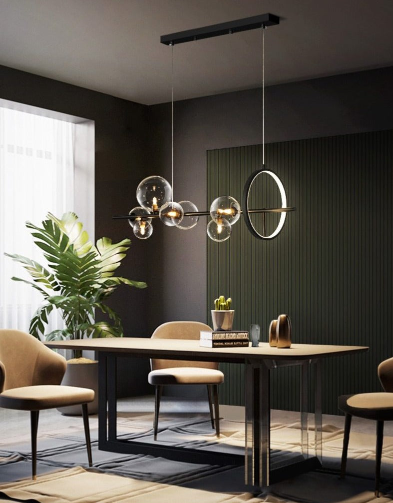 Macrocosm Chandelier – Dimmable Nordic Glass Ball LED Pendant Light | Adjustable Length, Perfect for Dining Rooms & Bars