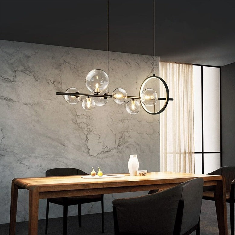 Macrocosm Chandelier – Dimmable Nordic Glass Ball LED Pendant Light | Adjustable Length, Perfect for Dining Rooms & Bars