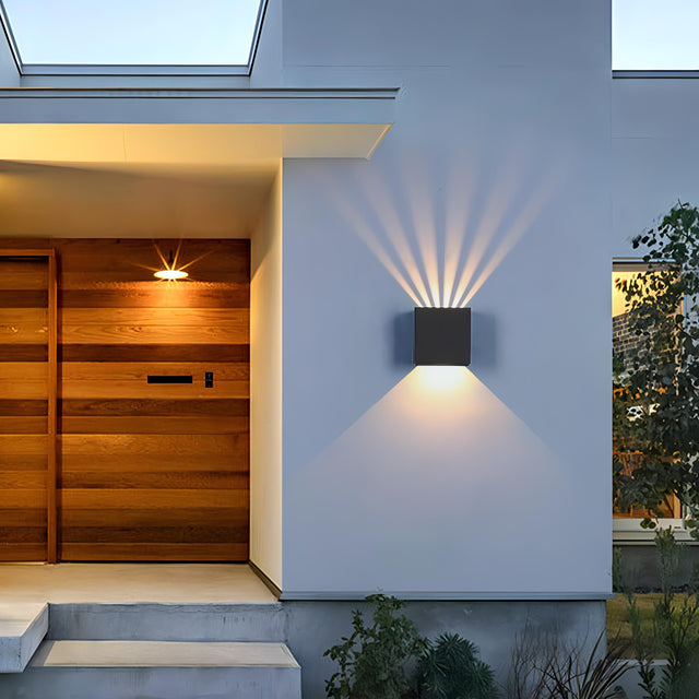 Lila - Waterproof Exterior Square Wall Light in Black