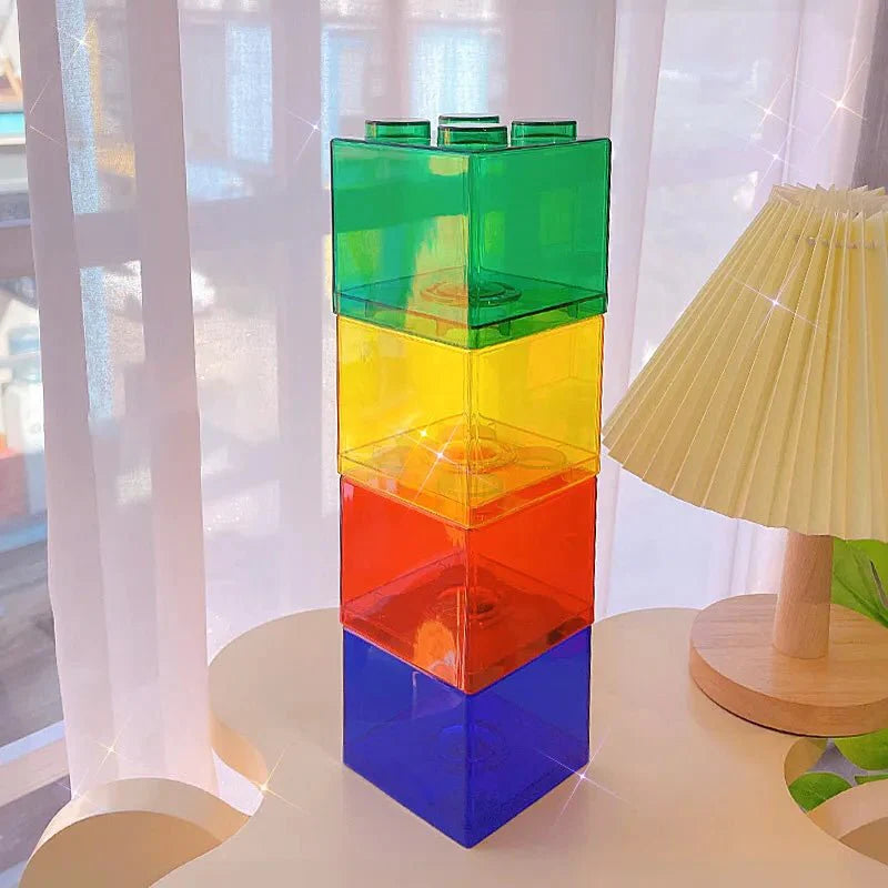 Translucent Building Block Money Box - Fun Plastic Savings Bank