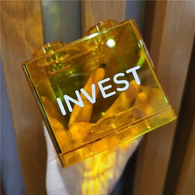 Translucent Building Block Money Box - Fun Plastic Savings Bank