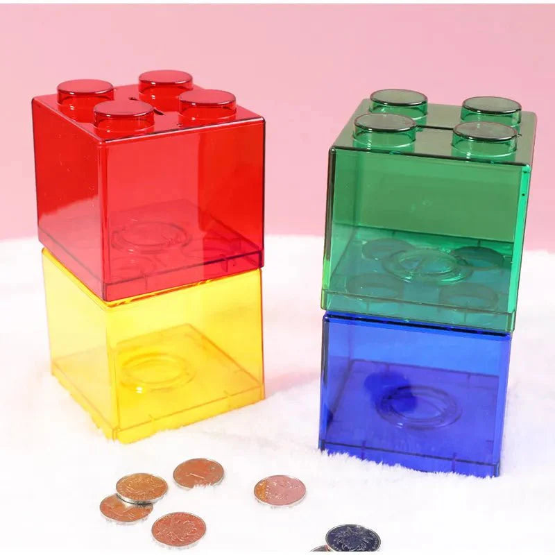 Translucent Building Block Money Box - Fun Plastic Savings Bank
