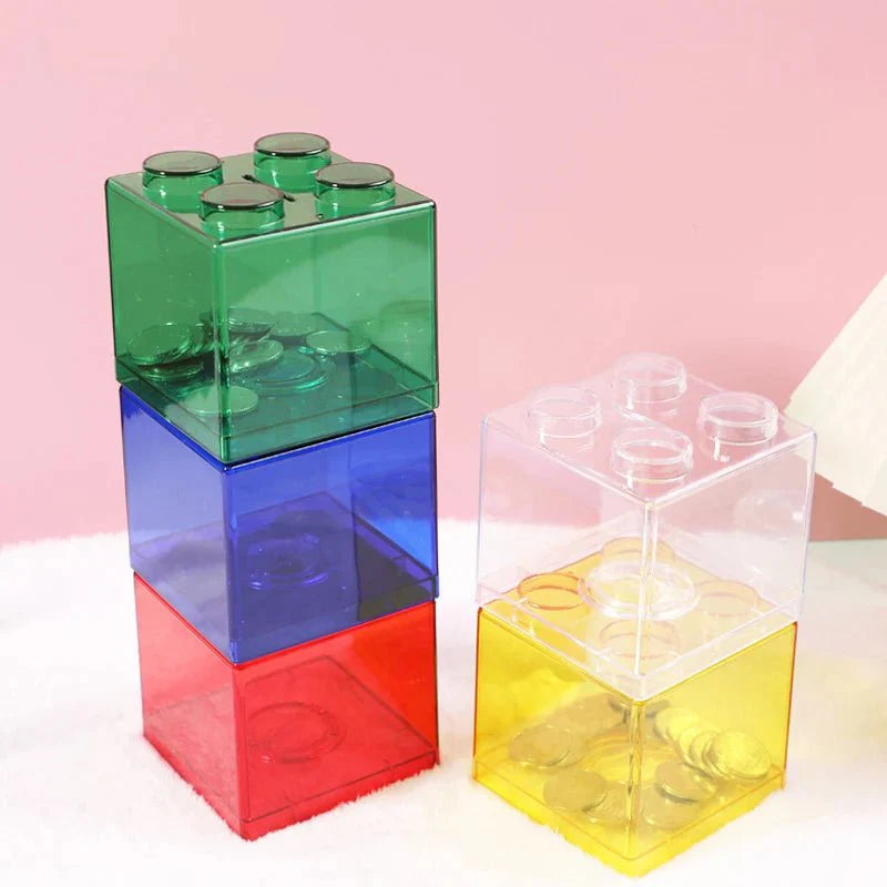 Translucent Building Block Money Box - Fun Plastic Savings Bank
