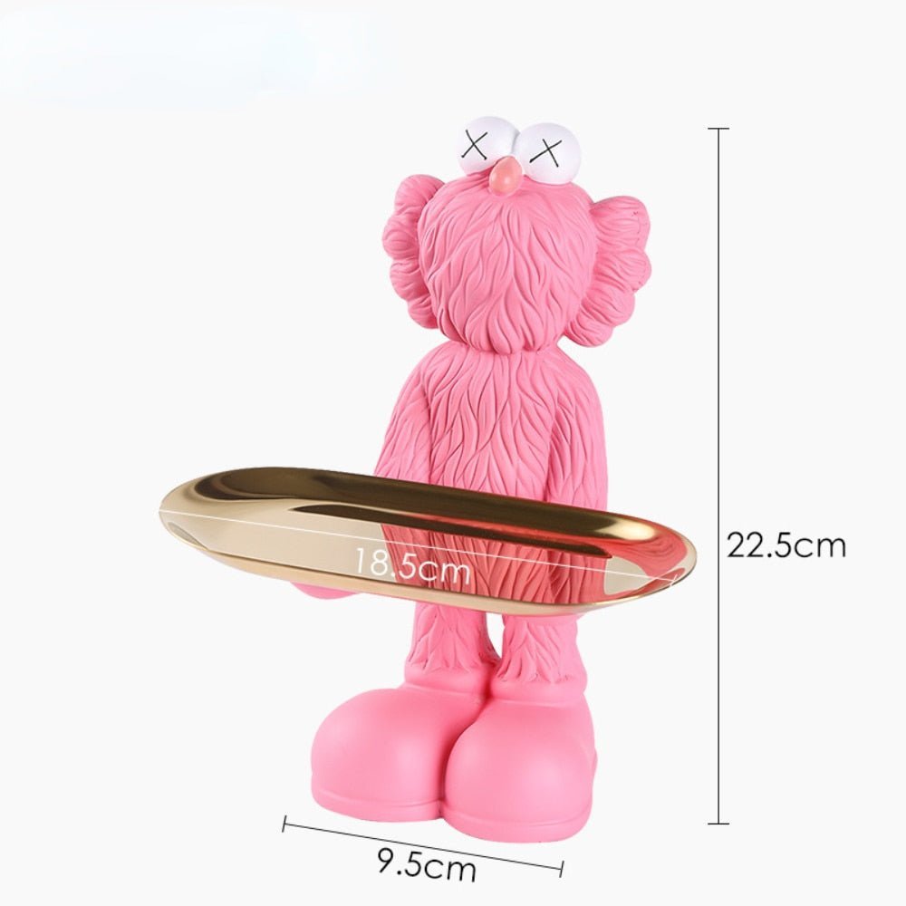 Quirky Figurine Statue With Storage Tray in Resin Bear Design