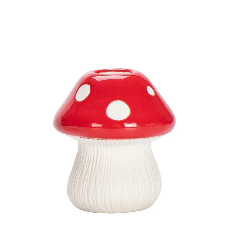 Red and Black Mushroom Shape Ceramic Vase for Home Decor