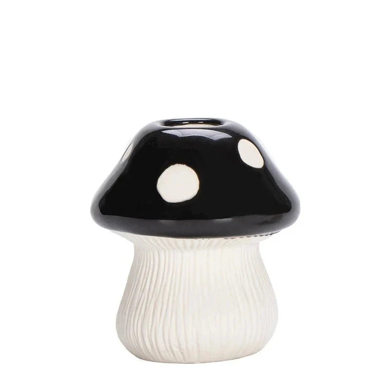 Red and Black Mushroom Shape Ceramic Vase for Home Decor