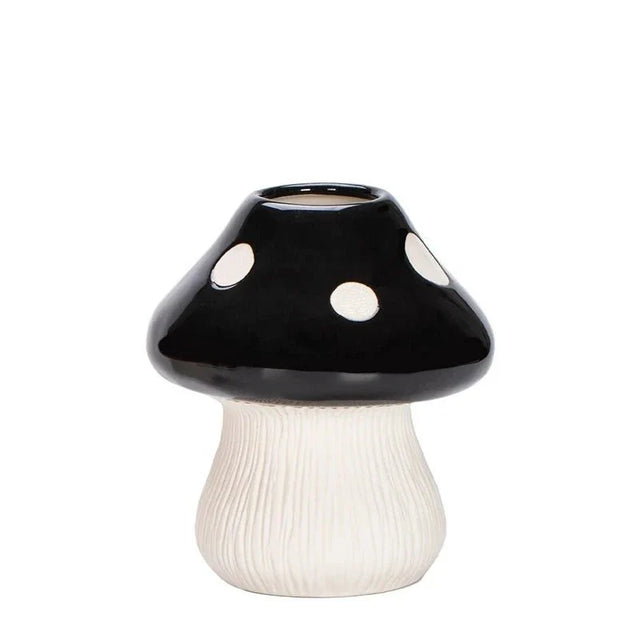 Red and Black Mushroom Shape Ceramic Vase for Home Decor