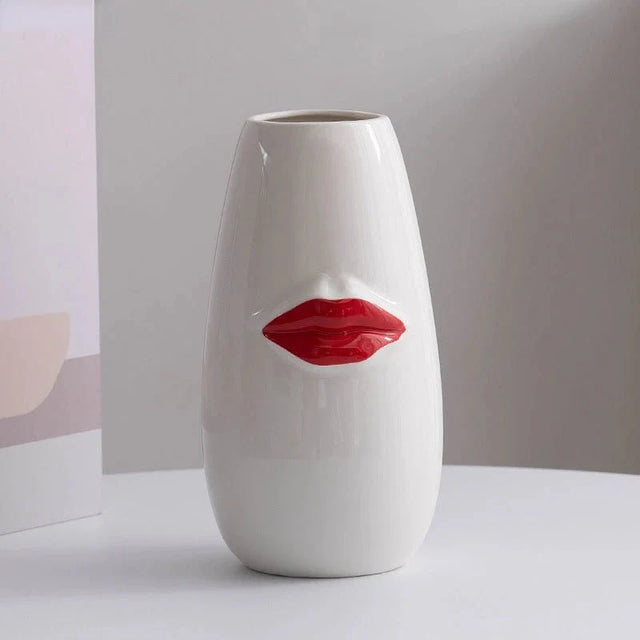 Gorgeous Red Lips Porcelain Vase Modern Ceramic Flower Pot