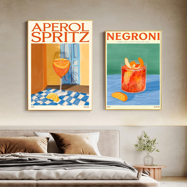 Retro Drinks Wall Art Sticker Posters in Colorful Paper Design
