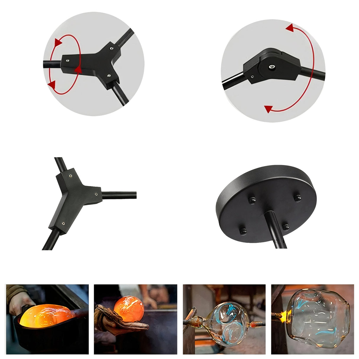 Retro Loft Chandelier – Gold & Black Industrial Ceiling Light with Glass Globes