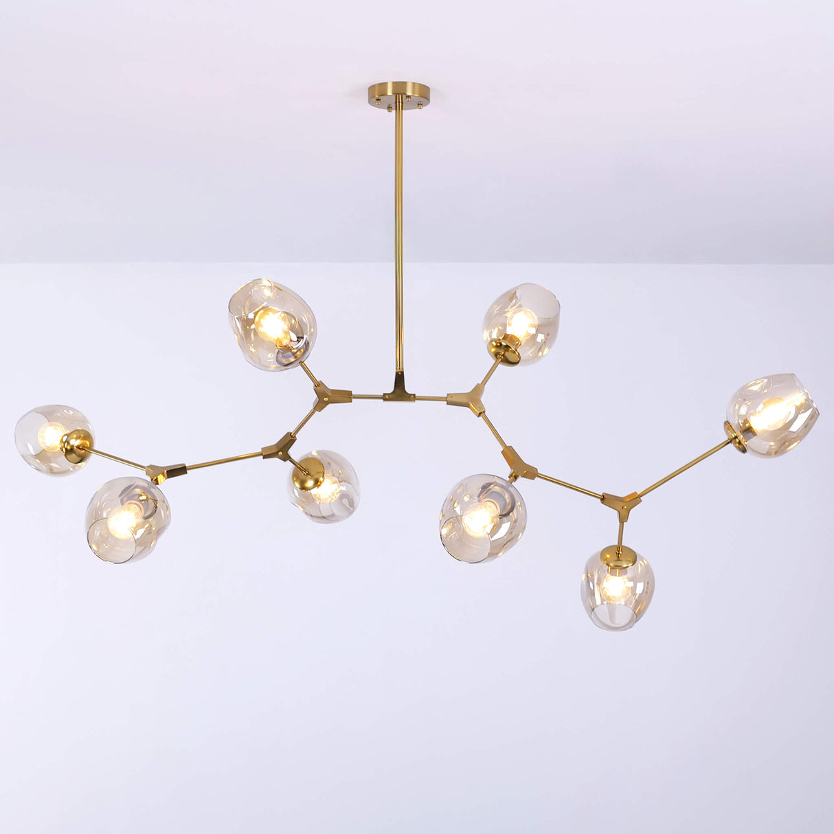 Retro Loft Chandelier – Gold & Black Industrial Ceiling Light with Glass Globes