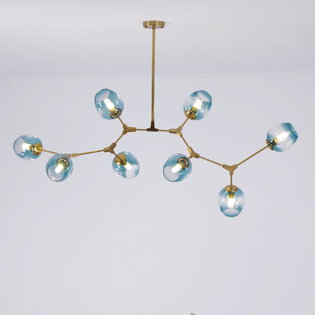 Retro Loft Chandelier – Gold & Black Industrial Ceiling Light with Glass Globes