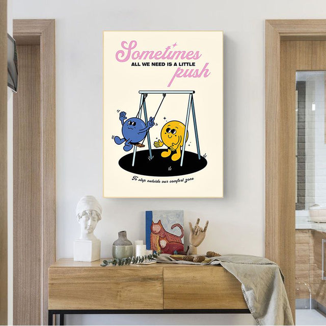 Retro Style Cartoon Smile Inspirational Quote Posters Paper