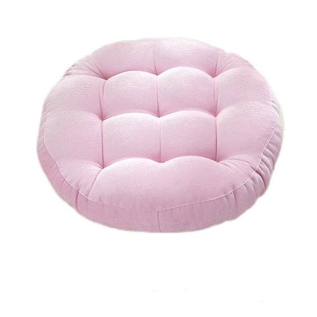 Round Corduroy Solid Tufted Thick Cushion for Comfort