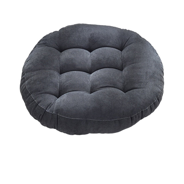 Round Corduroy Solid Tufted Thick Cushion for Comfort