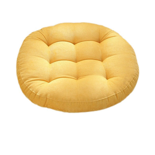 Round Corduroy Solid Tufted Thick Cushion for Comfort