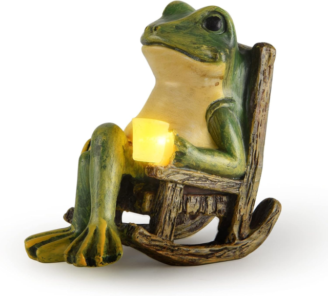 Glowing Garden Frog Solar Powered Weatherproof Decor