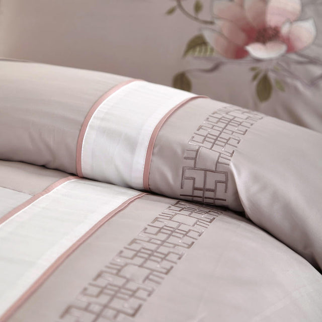 Hanami Embroidered Duvet Cover Set (Egyptian Cotton, 500 TC)