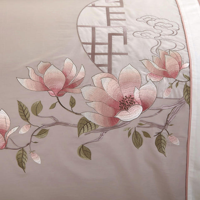 Hanami Embroidered Duvet Cover Set (Egyptian Cotton, 500 TC)